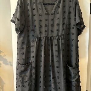 Elegant Black Textured Mini Dress